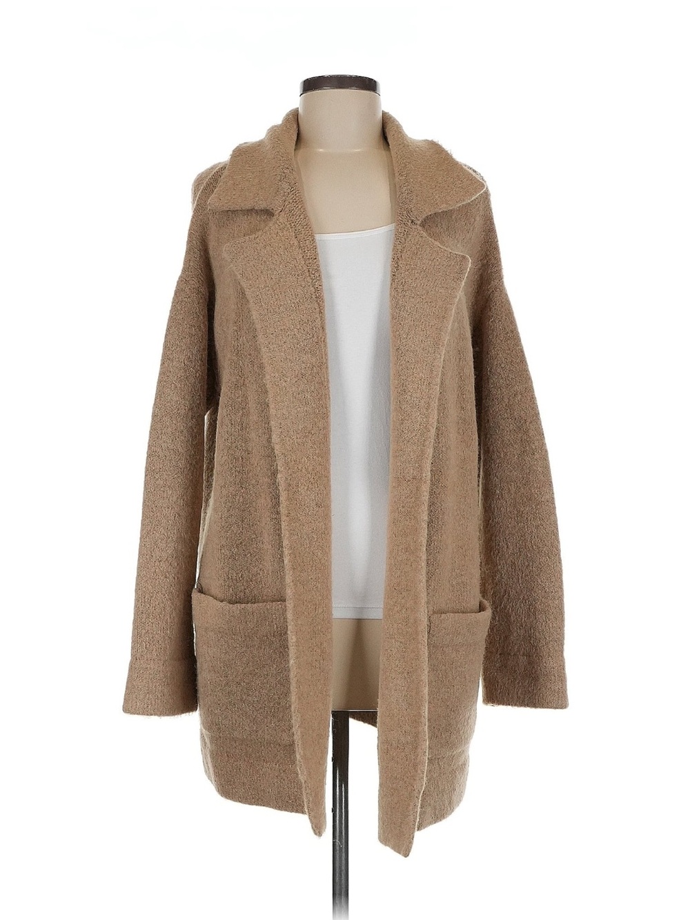 Thread & Supply Open-Front Camel Coatigan with Patch Pockets